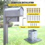 Base para poste VEVOR, placa base para buzón de 10 x 10 cm, anclaje para poste de cerca con recubrimiento de polvo de granito, base para poste de terraza de acero Q235, placa base de montaje en superficie para buzones, soportes de terraza y soportes para postes de barandilla de porche.