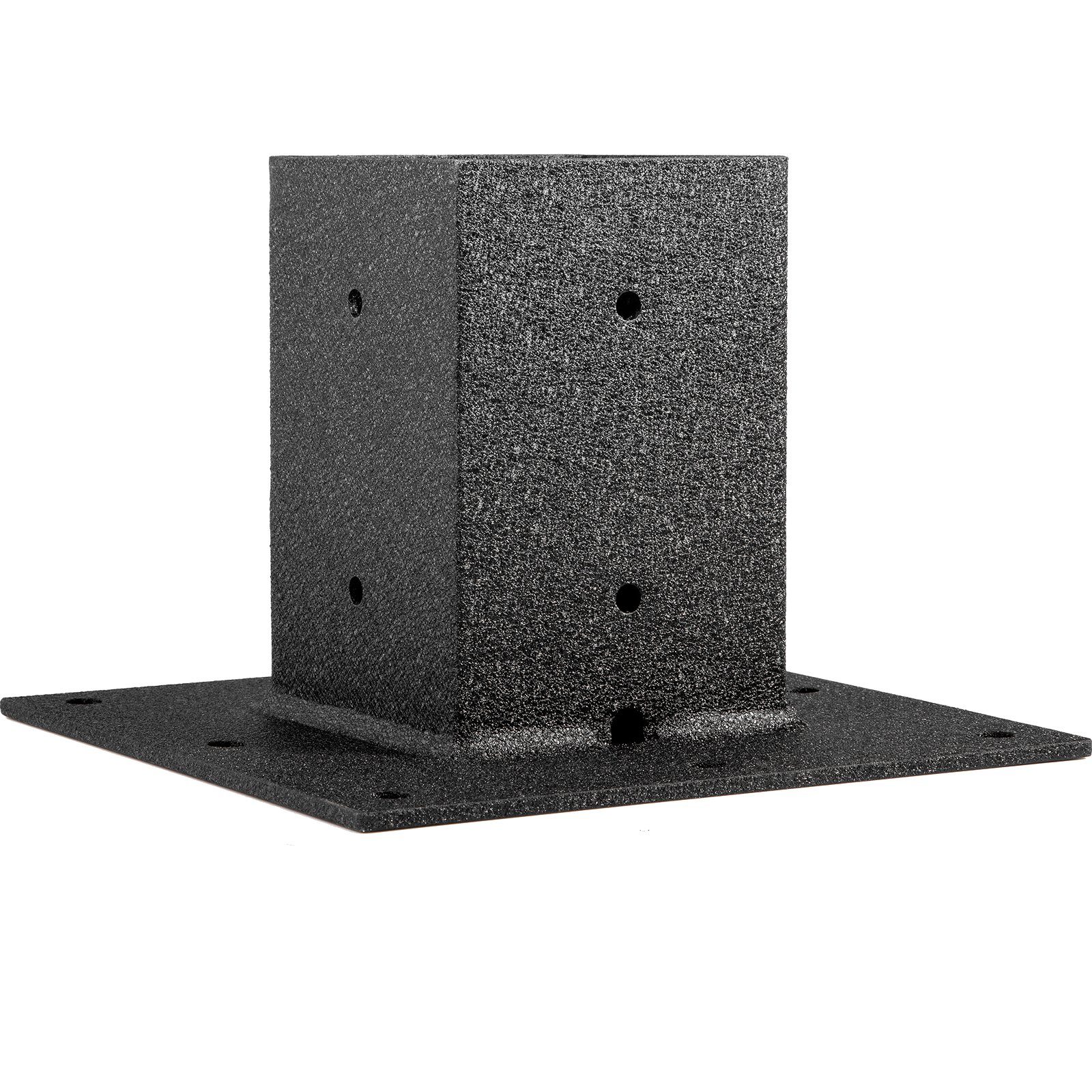 VEVOR Base de poste, placa base de buzón de 4 x 4 pulgadas, anclaje para poste de cerca con recubrimiento en polvo negro, base de poste de cubierta de acero Q235, placa base de montaje en superficie para soportes de cubierta de buzón, soportes para postes de barandilla de porche
