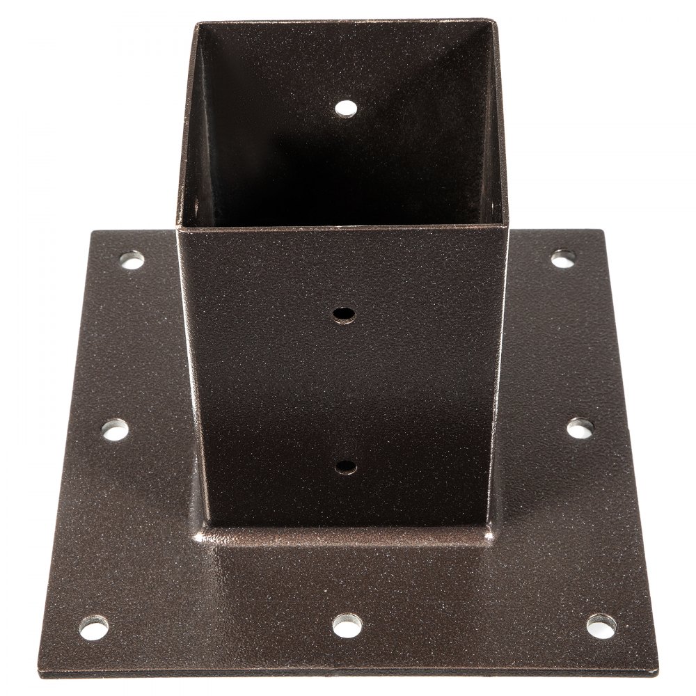 Base de poste VEVOR, placa base de buzón de 4 x 4 pulgadas, anclaje de poste de cerca con recubrimiento de polvo de bronce, base de poste de cubierta de acero Q235, placa base de montaje en superficie para soportes de cubierta de poste de buzón, soportes de poste de barandilla de porche