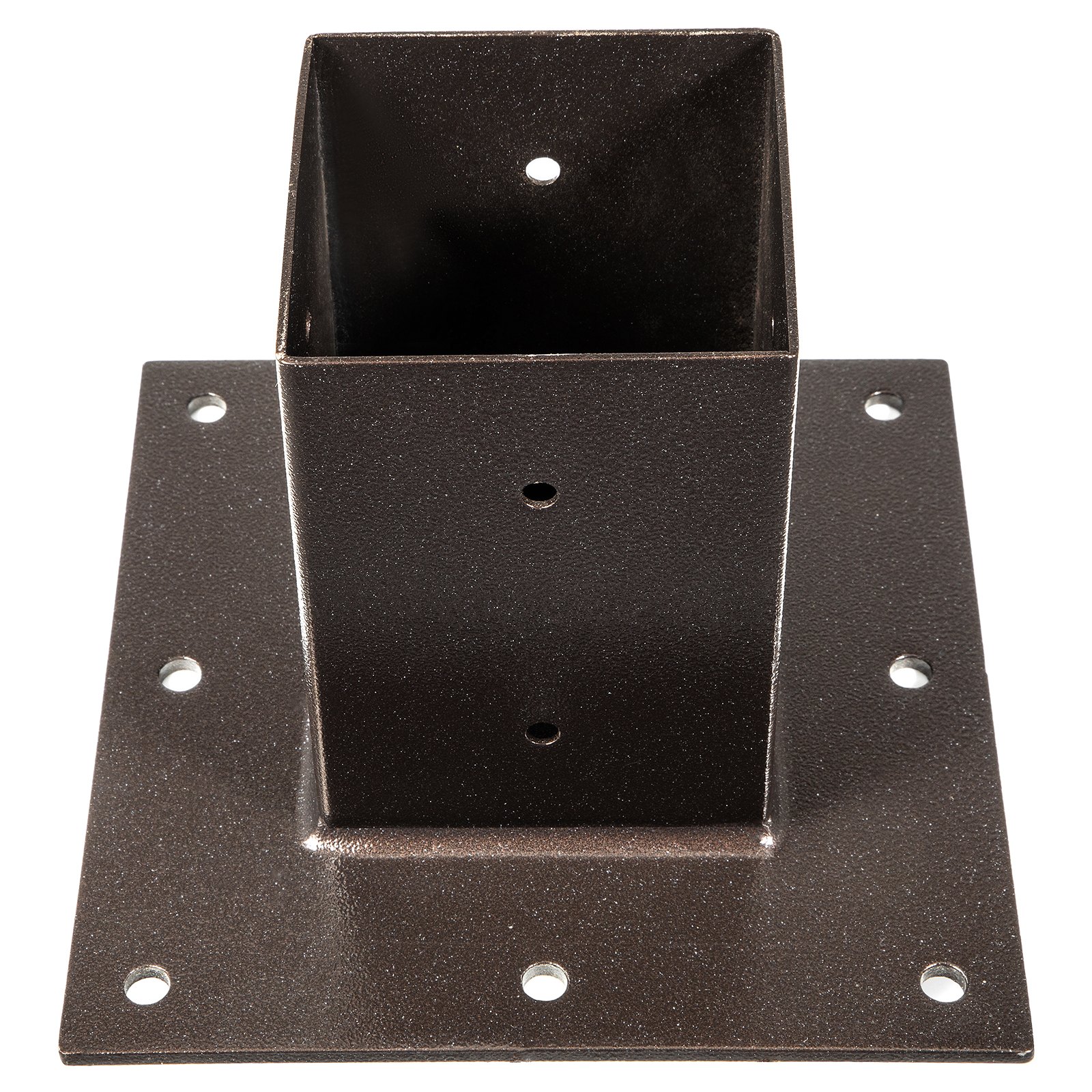 Base de poste VEVOR, placa base de buzón de 4 x 4 pulgadas, anclaje de poste de cerca con recubrimiento de polvo de bronce, base de poste de cubierta de acero Q235, placa base de montaje en superficie para soportes de cubierta de poste de buzón, soportes de poste de barandilla de porche