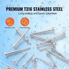 VEVOR - Juego de 20 barandillas de cable invisibles, receptor invisible de acero inoxidable T316 de 1/8" y extremo de perno de presión para barandillas de cable, tensor de presión de 1/8" para postes de madera/metal, herrajes para barandillas de cable, color plateado