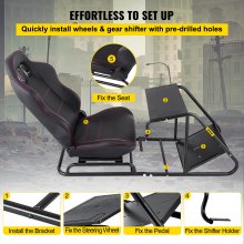 VEVOR Soporte para volante de carreras, pedal y asiento, cabina de simulador de carreras ajustable, soporte para volante de juegos de acero al carbono, silla de juego altamente compatible con volantes Logitech, volantes Thrustmaster, PS3/4, Xbox 360