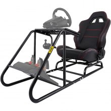 VEVOR Soporte para volante de carreras, pedal y asiento, cabina de simulador de carreras ajustable, soporte para volante de juegos de acero al carbono, silla de juego altamente compatible con volantes Logitech, volantes Thrustmaster, PS3/4, Xbox 360