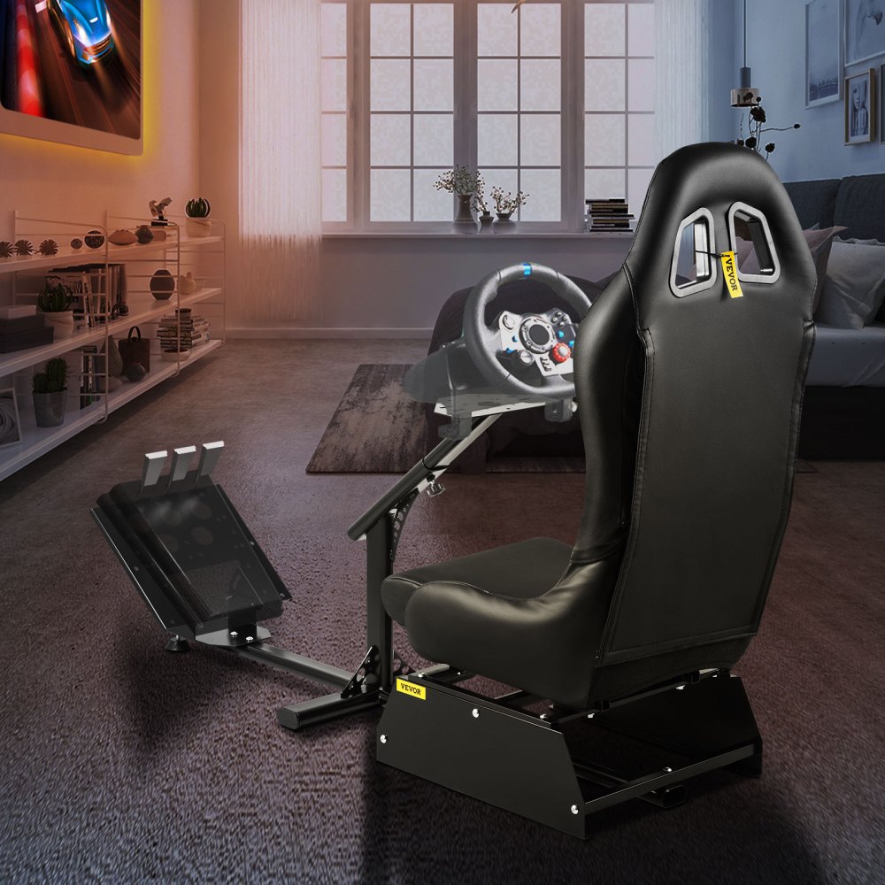 Asiento de simulador de carreras VEVOR, ajustable, reclinable, para juegos, con soporte para palanca de cambios, compatible con PS4, PS3, Xbox, asiento de simulador de carreras Logitech, soporte para volante de carreras (asiento, PS3/PS3/G29/G920)