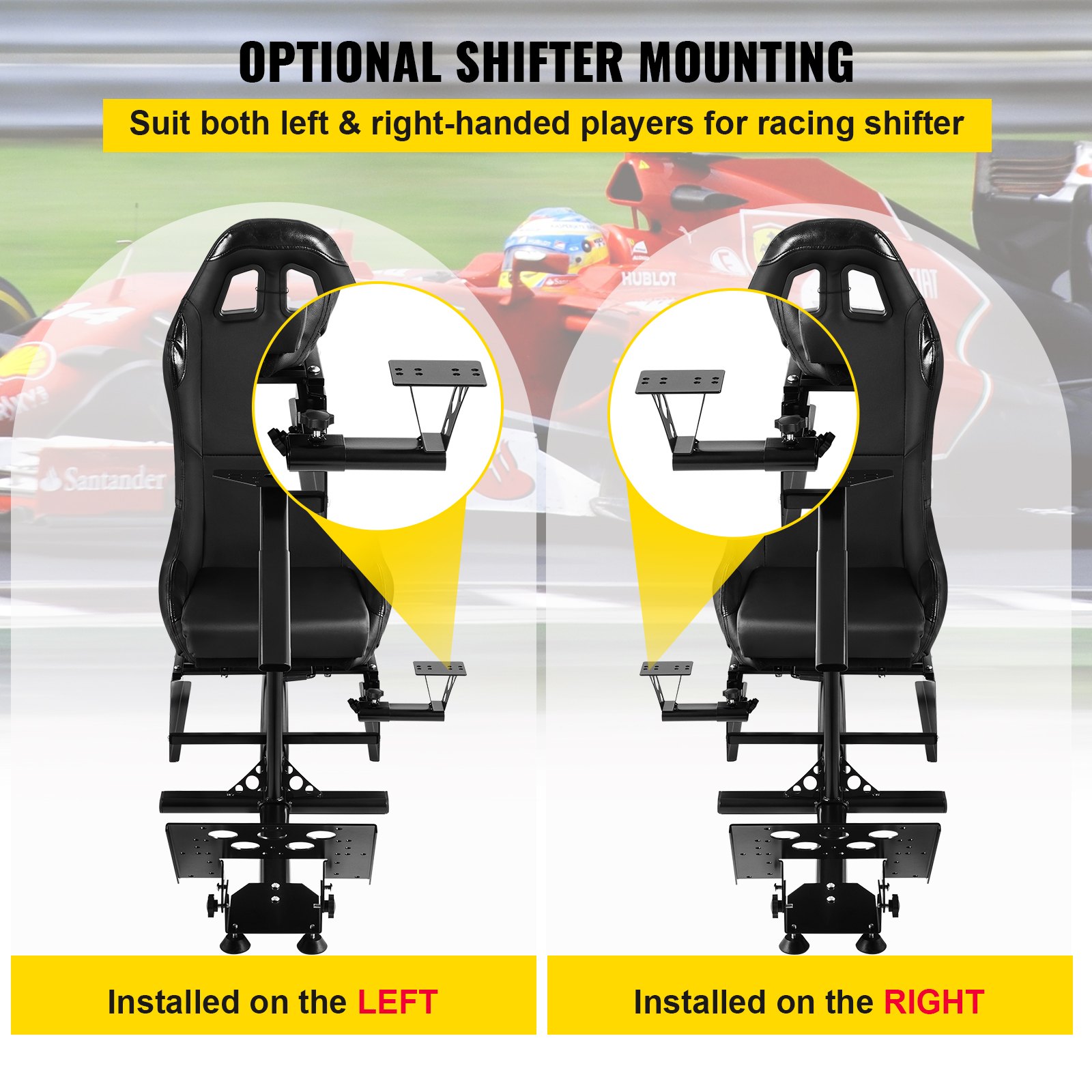 VEVOR Racing Simulator Asiento ajustable para juegos de conducción Asiento reclinable con soporte de palanca de cambios apto para PS4 PS3 Xbox Logitech Racing Simulator Seat Racing Wheel Stand Cockpit (Asiento, PS3/PS3/G29/G920)