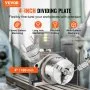 Mesa giratoria para fresadora VEVOR, 100 mm (4"), diseño versátil horizontal y vertical, fabricación de precisión, incluye mandril de 3 mordazas de 80 mm (3,1"), pernos en T y tuercas M10, ideal para ingeniería e indexación.