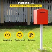 Poste de buzón VEVOR, soporte de buzón de 43 pulgadas de alto, kit de poste de buzón con recubrimiento de polvo blanco, poste de acero Q235, poste de montaje en superficie para acera y acera de calle, poste de correo universal para buzón exterior