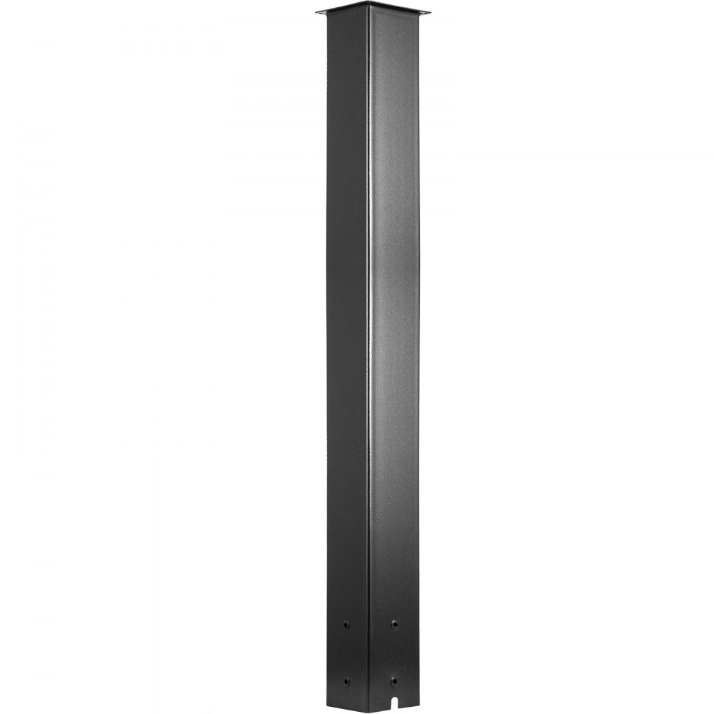 Poste de buzón VEVOR de acero negro con base cuadrada y orificios para montaje.