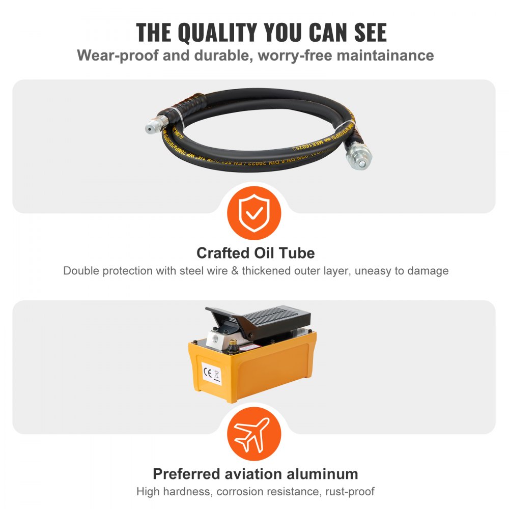 Cambiador de talón hidráulico para neumáticos de camiones tractores con bomba de pie de 10000 PSI y manguera de aire