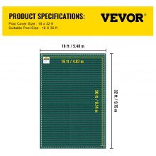 La cubierta de seguridad para piscina VEVOR se adapta a la cubierta de seguridad para piscina enterrada rectangular de 16x30 pies Cubierta de seguridad para piscina sólida de malla verde para piscina Cubierta de seguridad para invierno