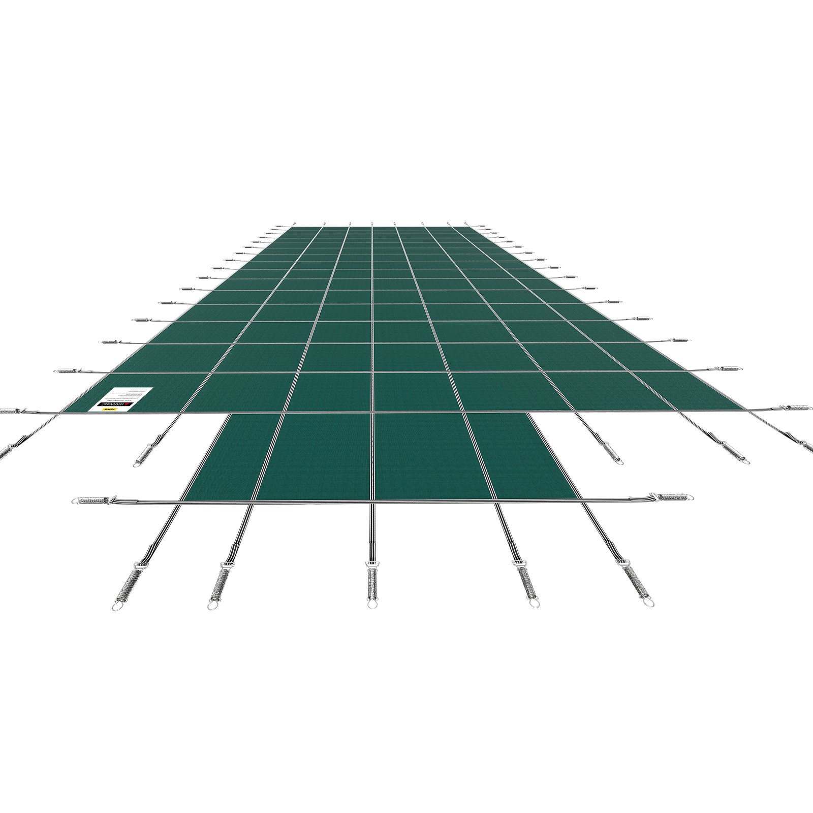 Cubierta de seguridad para piscina VEVOR, compatible con piscinas rectangulares enterradas de 6 x 12 m, con escalón central de 1,2 x 3 m, malla sólida con orificios de drenaje, cubierta de seguridad para el invierno, color verde.