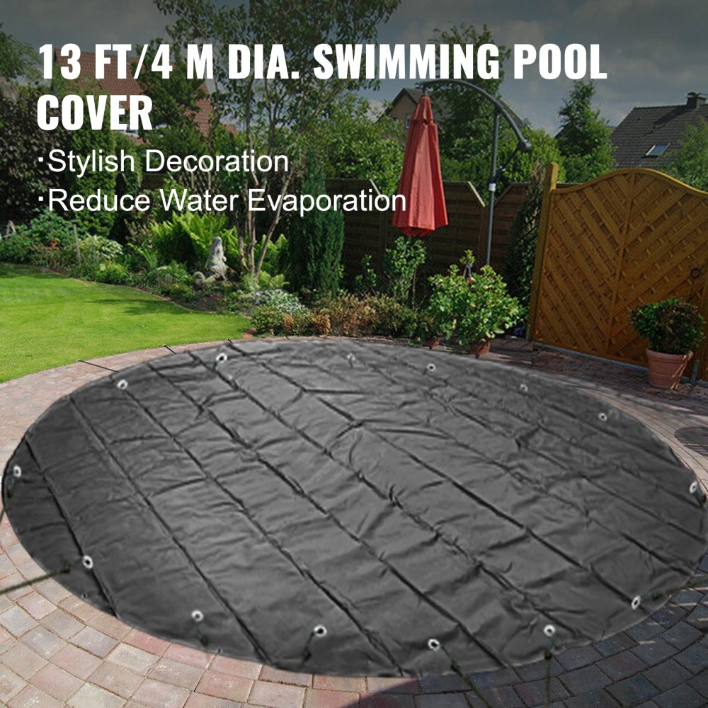 Cubierta de seguridad para piscinas VEVOR, 3,96 m de diámetro. Cubierta para piscina enterrada, color carbón. Cubiertas de PVC para piscinas, cubierta redonda de seguridad para piscinas enterradas. Cubierta de seguridad sólida para piscinas, protección invernal.