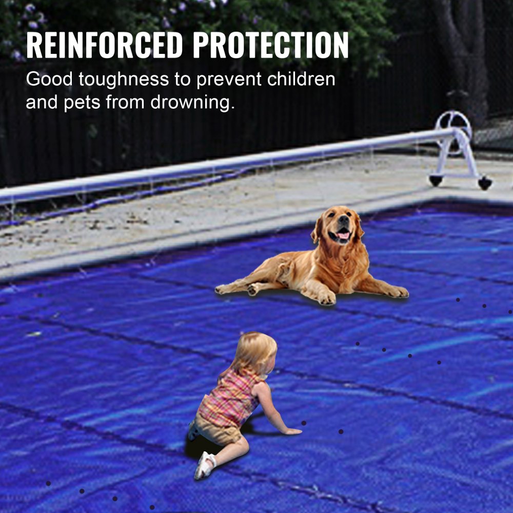 VEVOR Pool Safety Cover Fits 12x22ft Rectangle Inground Pools, Safety Pool Cover with Drainage Holes, Mesh Pool Cover for Swimming Pool, PVC Winter Safety Cover, Blue