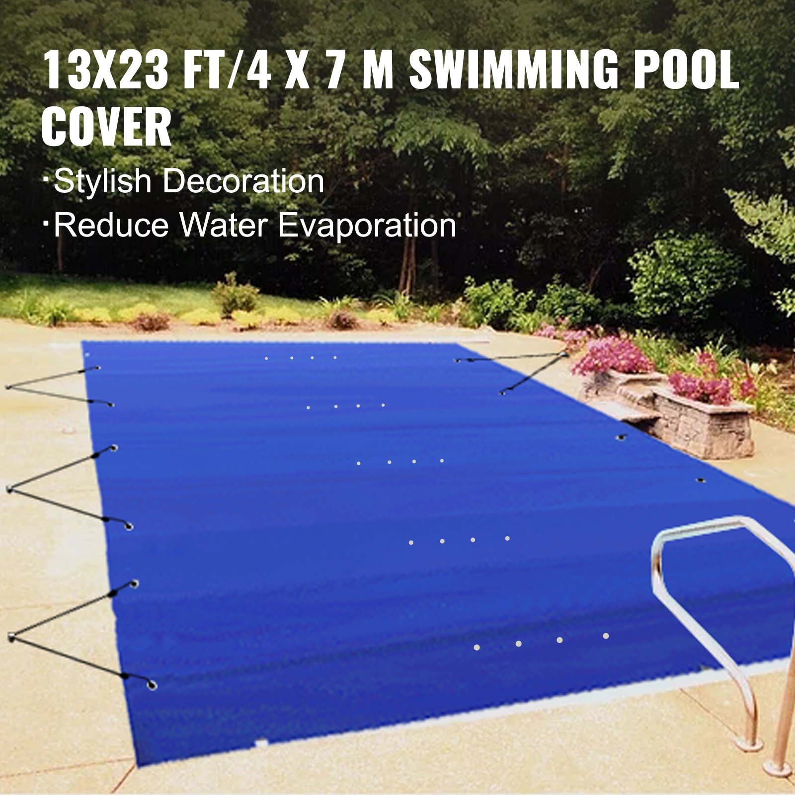 VEVOR Pool Safety Cover Fits 12x22ft Rectangle Inground Pools, Safety Pool Cover with Drainage Holes, Mesh Pool Cover for Swimming Pool, PVC Winter Safety Cover, Blue