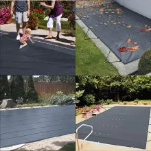 VEVOR Cubierta de seguridad para piscinas rectangulares de 12 x 22 pies, cubierta de seguridad para piscina con agujeros de drenaje, cubierta de piscina de PVC sólido para piscina, cubierta de segurid