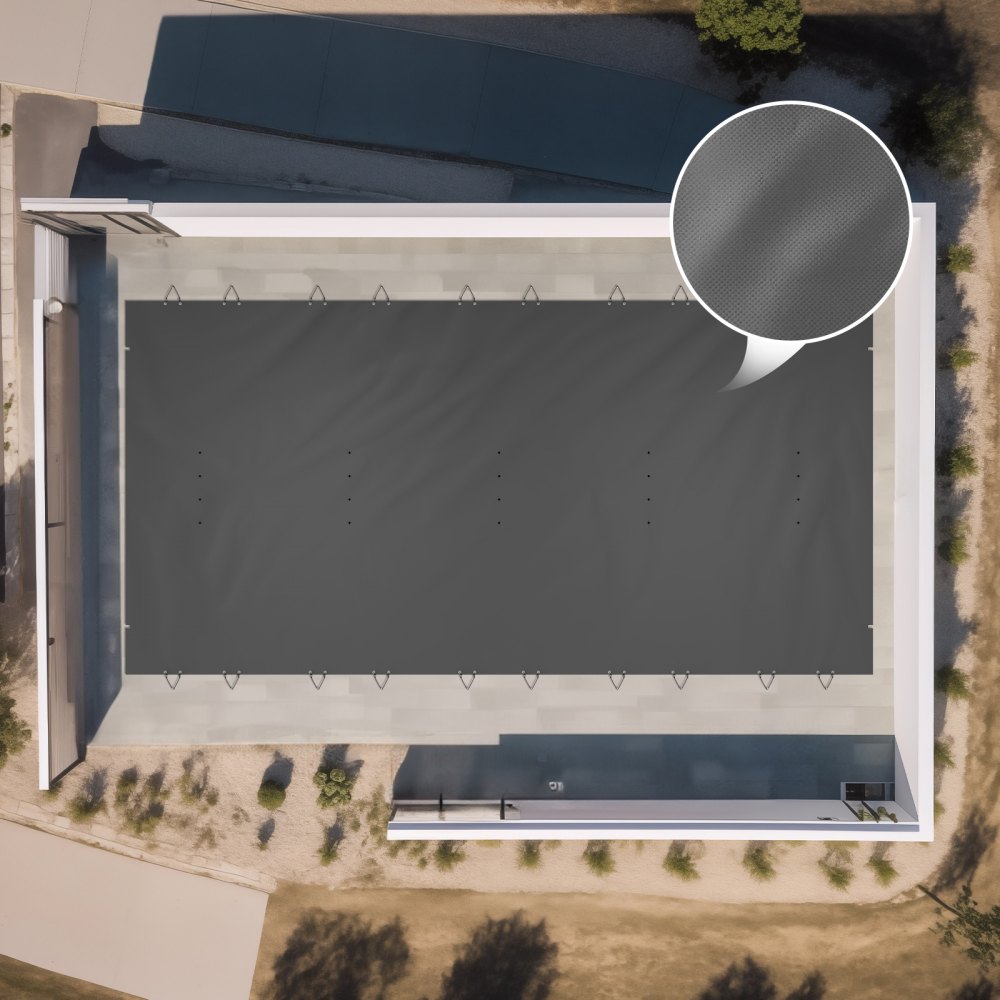 VEVOR Cubierta de Seguridad para Piscina 4 x 8 m Cobertor de Piscina Tamaño de Piscina 3,7 x 7,7 m, con 24 Tornillos de Tierra, para Todo Tipo de Piscinas como Hogar, Jardín, Hotel, Color Negro