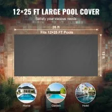 VEVOR Cubierta de seguridad para piscinas rectangulares de 12 x 25 pies, cubierta de seguridad para piscina con agujeros de drenaje, cubierta de malla para piscina, cubierta de seguridad de invierno d