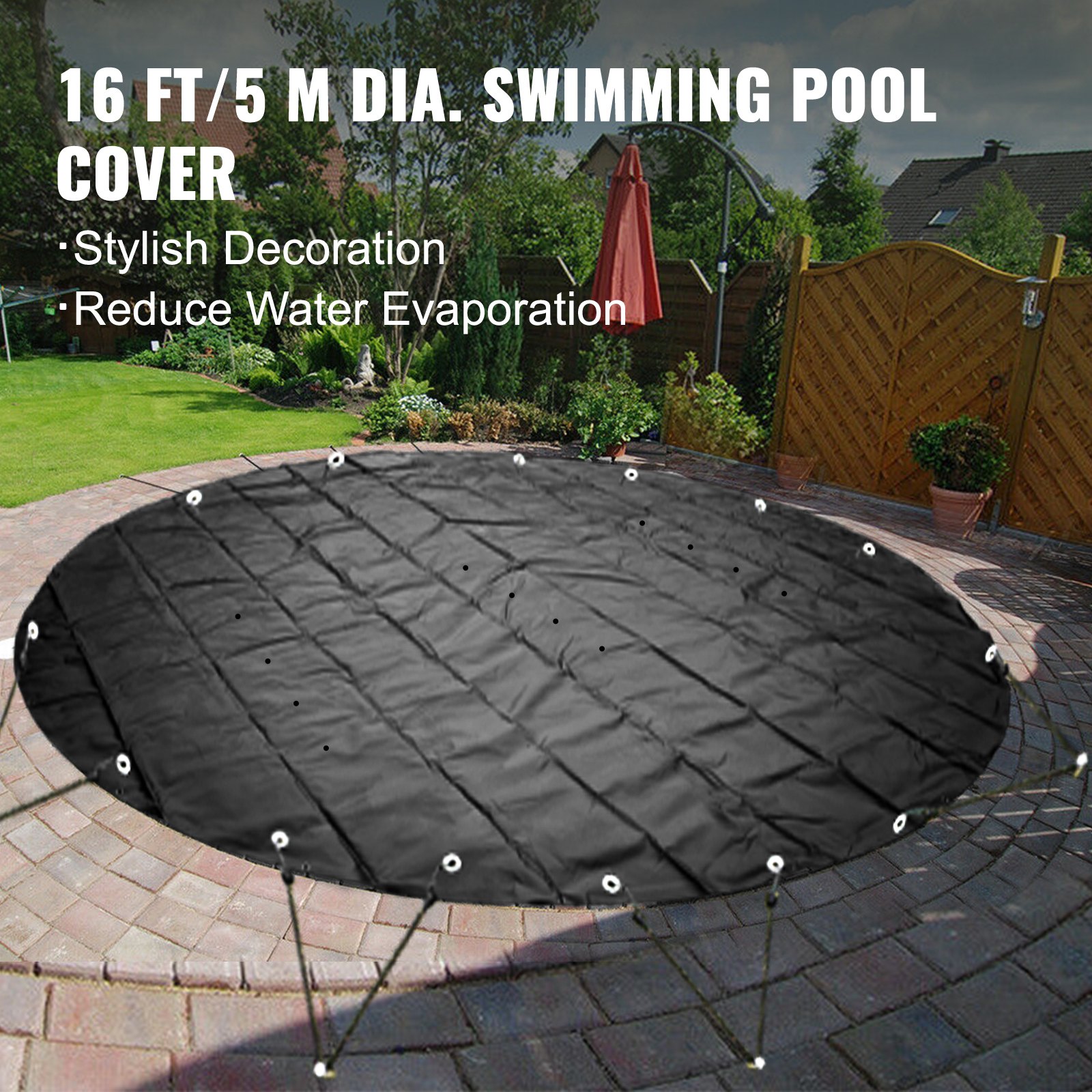 Cubierta de seguridad para piscina VEVOR, cubierta para piscina enterrada de 4,8 m de diámetro, cubierta de piscina de PVC, redonda