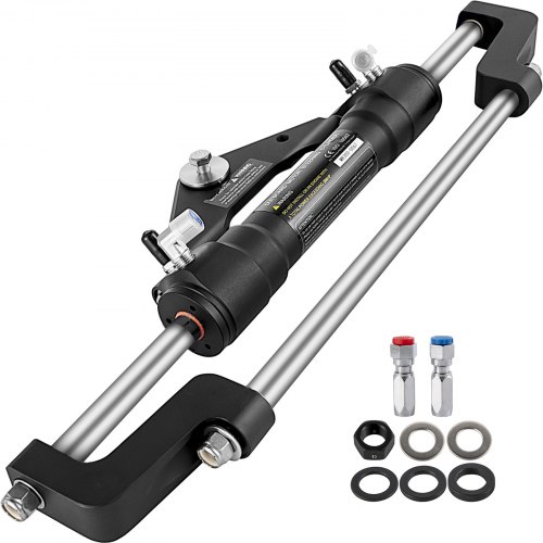 Cilindro de dirección hidráulica VEVOR 300HP, dirección hidráulica de montaje frontal Kit de dirección marina fuera de borda hidráulica sin manguera hidráulica y timón para sistema de dirección de barco fuera de borda