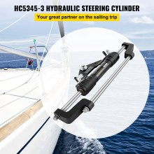 Cilindro de dirección hidráulica VEVOR 300HP, dirección hidráulica de montaje frontal Kit de dirección marina fuera de borda hidráulica sin manguera hidráulica y timón para sistema de dirección de barco fuera de borda