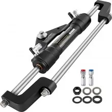 Cilindro de dirección hidráulica VEVOR 300HP, dirección hidráulica de montaje frontal Kit de dirección marina fuera de borda hidráulica sin manguera hidráulica y timón para sistema de dirección de barco fuera de borda