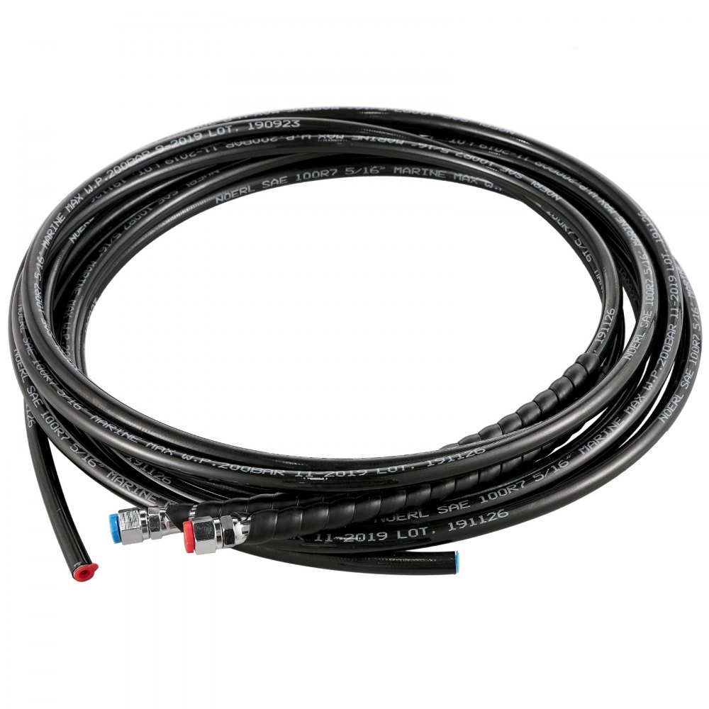 Tubo negro con conectores para kit de dirección hidráulica de barco VEVOR.