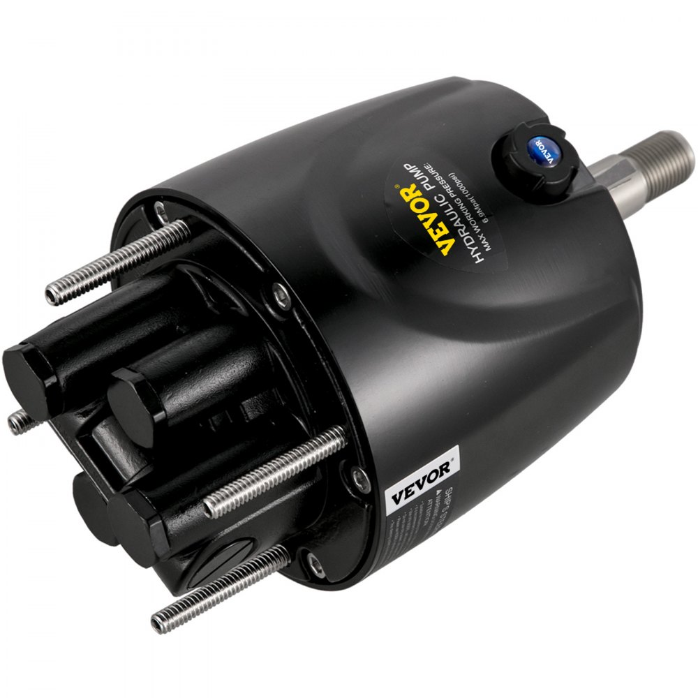 Kit de bomba de dirección hidráulica para barco VEVOR negro con conectores metálicos.