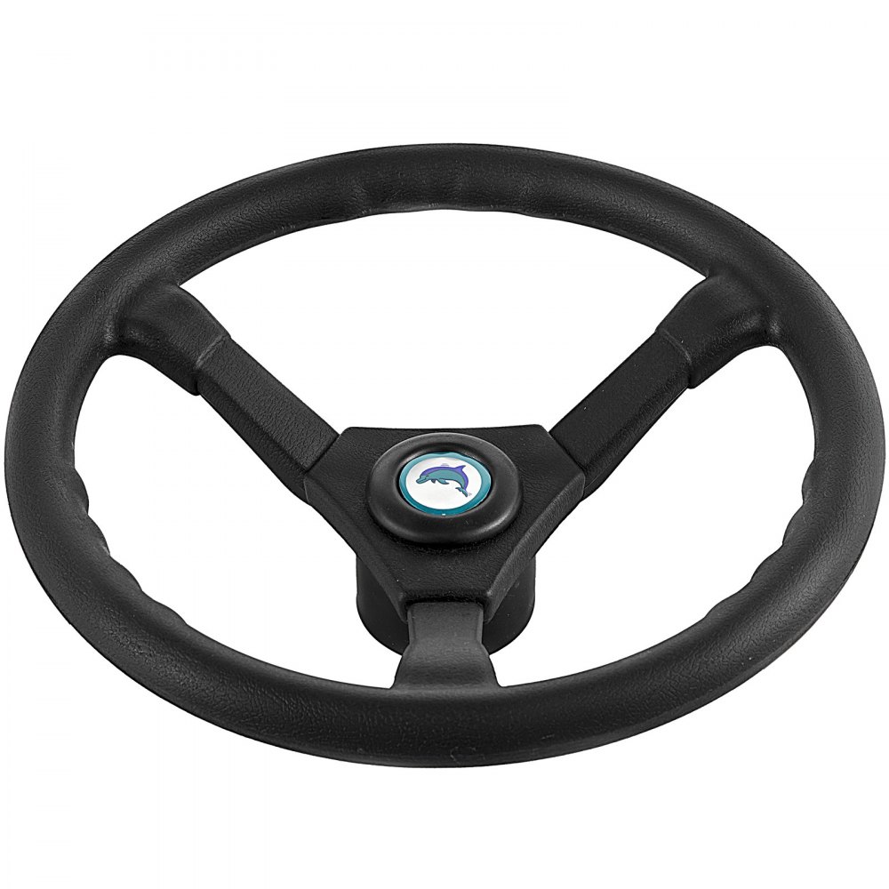 Volante negro con logotipo de delfín para kit de dirección de barco hidráulico VEVOR.