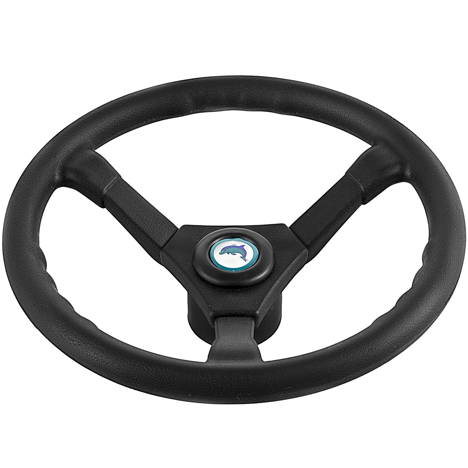 Volante negro con logotipo de delfín para kit de dirección de barco hidráulico VEVOR.
