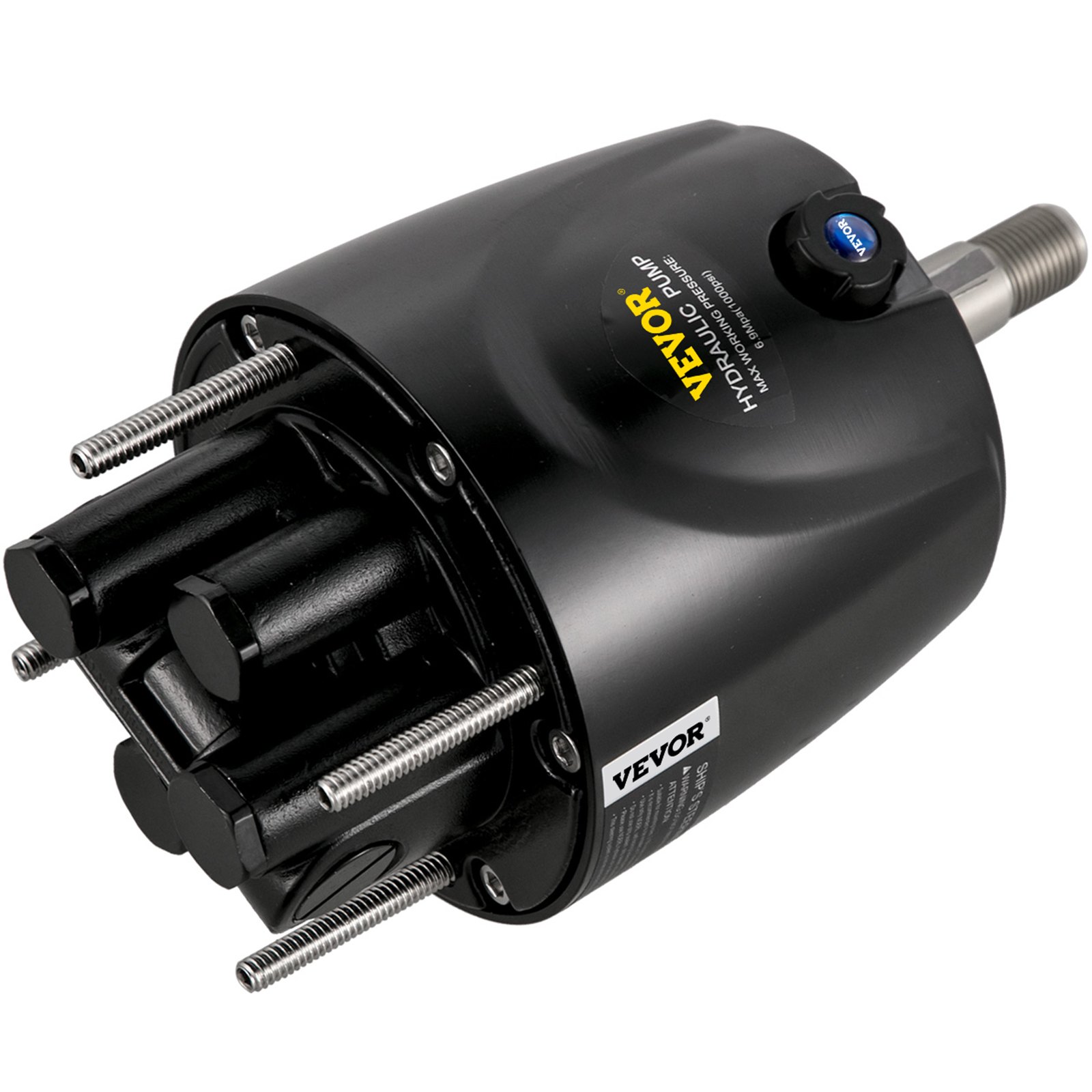 Kit de dirección hidráulica para barco VEVOR, elegante diseño negro con componentes metálicos duraderos.