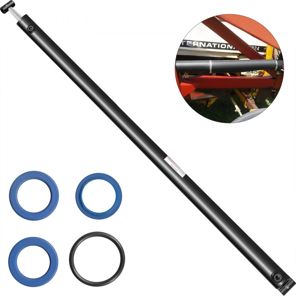 Cilindro hidráulico VEVOR de 2" de diámetro y 36" de carrera, cilindro de ariete hidráulico de 3000 psi, cilindro hidráulico de elevación con tubo transversal soldado de doble efecto y puerto SAE6 (2 x 36)