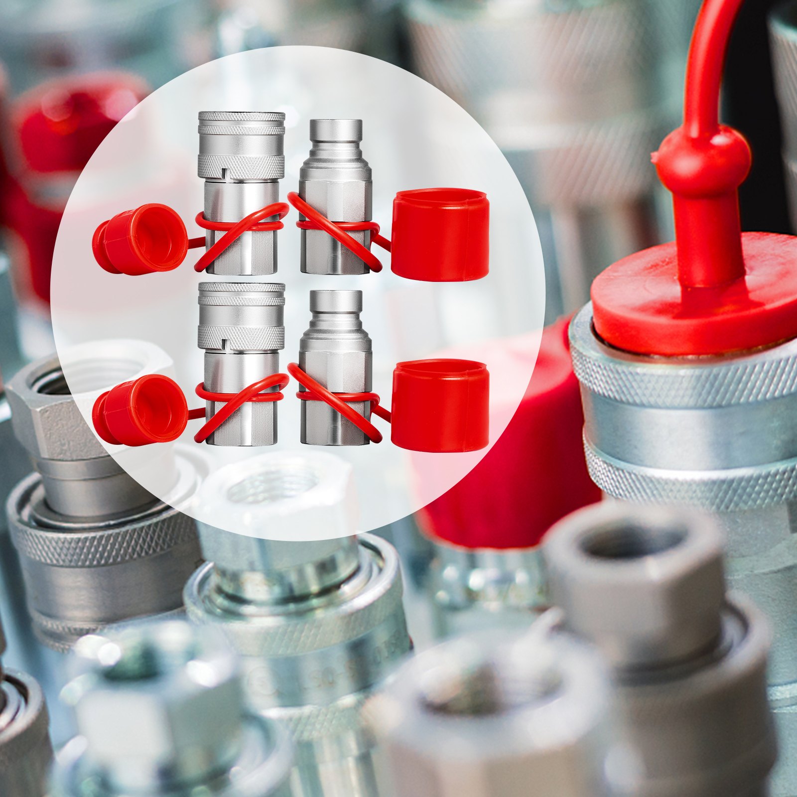 VEVOR Minicargadora Hidráulica Conexión Rápida Cuerpo de 1/2" Acoplador Hidráulico 1/2" NPT Acoplamiento Hidráulico Conexión Rápida 2 Pares Acoplador Rápido Hidráulico 27.6 MPa (ISO 16028) (2 Pares)