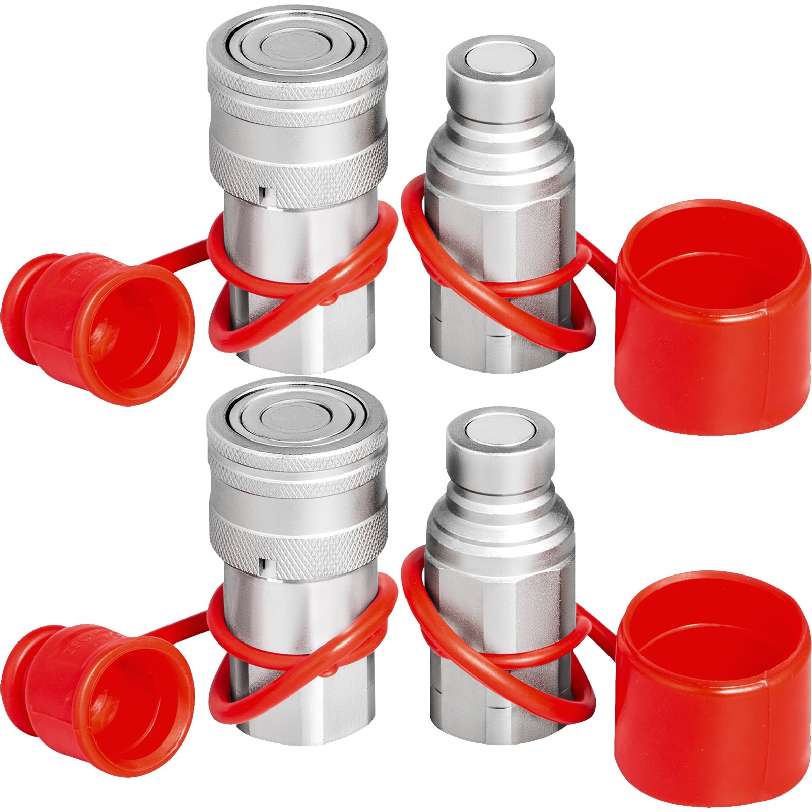 VEVOR Minicargadora Hidráulica Conexión Rápida Cuerpo de 1/2" Acoplador Hidráulico 1/2" NPT Acoplamiento Hidráulico Conexión Rápida 2 Pares Acoplador Rápido Hidráulico 27.6 MPa (ISO 16028) (2 Pares)