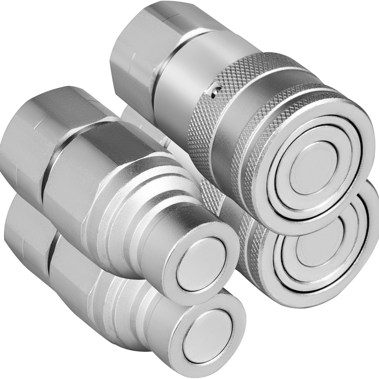VEVOR Minicargadora Hidráulica Conexión Rápida Cuerpo de 1/2" Acoplador Hidráulico 1/2" NPT Acoplamiento Hidráulico Conexión Rápida 2 Pares Acoplador Rápido Hidráulico 27.6 MPa (ISO 16028) (2 Pares)