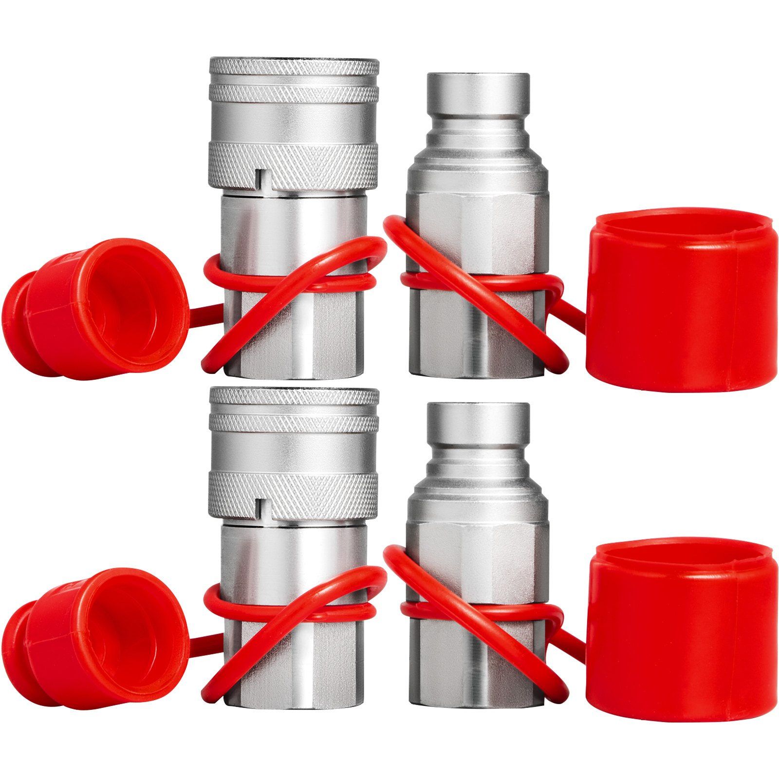 VEVOR Minicargadora Hidráulica Conexión Rápida Cuerpo de 1/2" Acoplador Hidráulico 1/2" NPT Acoplamiento Hidráulico Conexión Rápida 2 Pares Acoplador Rápido Hidráulico 27.6 MPa (ISO 16028) (2 Pares)