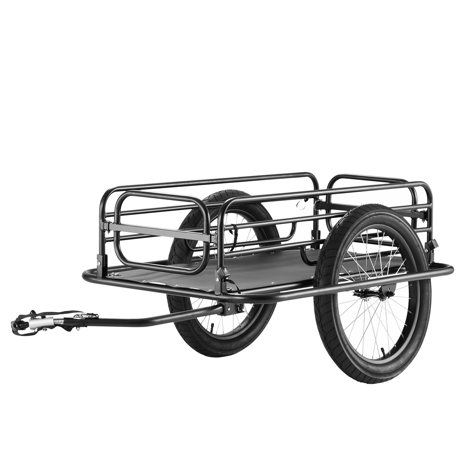 Remolque de carga para bicicletas VEVOR, capacidad de carga de 125 kg, carrito resistente para bicicletas, plegable, compacto, de liberación rápida con enganche universal, ruedas de 50 cm, compatible con la mayoría de las ruedas de bicicleta, marco de acero al carbono.