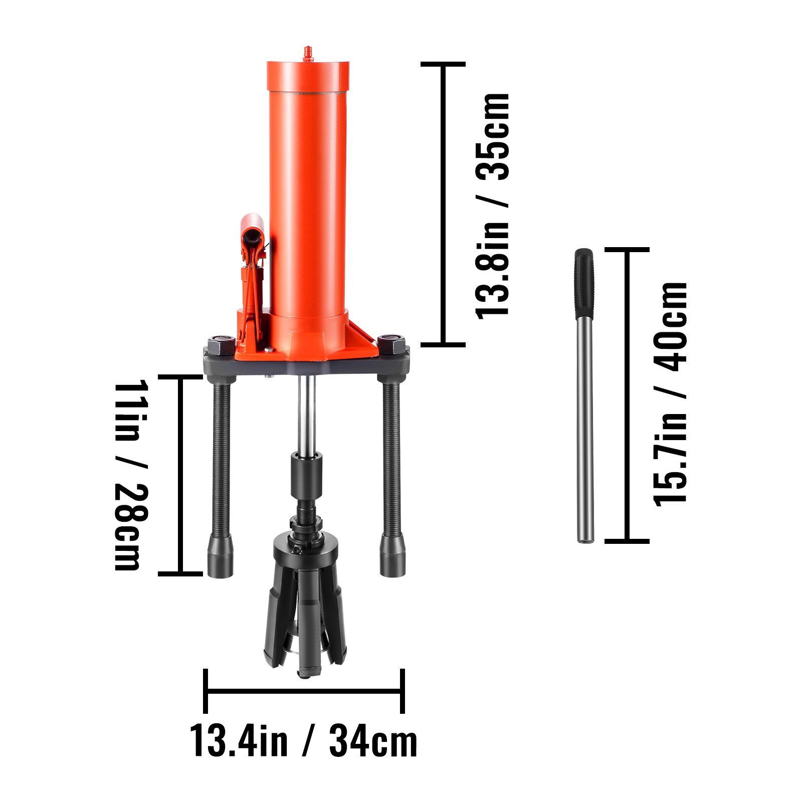 Extractor de revestimiento de cilindro hidráulico VEVOR, herramienta extractora de revestimiento de 15 toneladas, tanto de tipo seco como de tipo húmedo, diámetro de ajuste de 80 mm-140 mm, juego de herramientas extractor de revestimiento de cilindro universal para reparación y desmontaje de automóviles