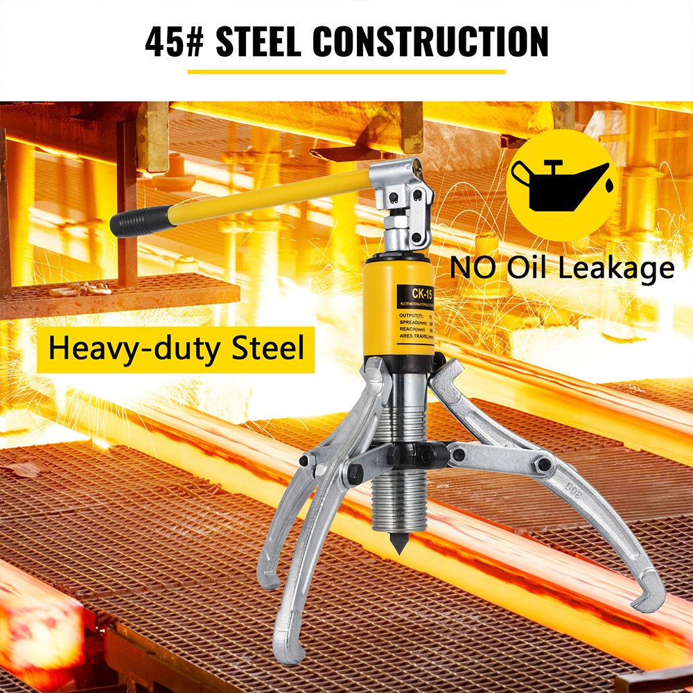 Extractor de engranajes hidráulico VEVOR con construcción de acero resistente y sin fugas de aceite.