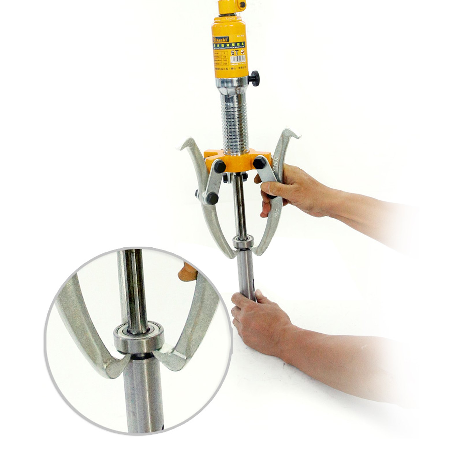 Extractor hidráulico VEVOR 5T, extractor de engranajes hidráulicos, juego de extractor de 3 mordazas, extractor de cojinetes hidráulicos 3 en 1, kit de herramientas de cilindro de extracción de cojinetes de tres brazos