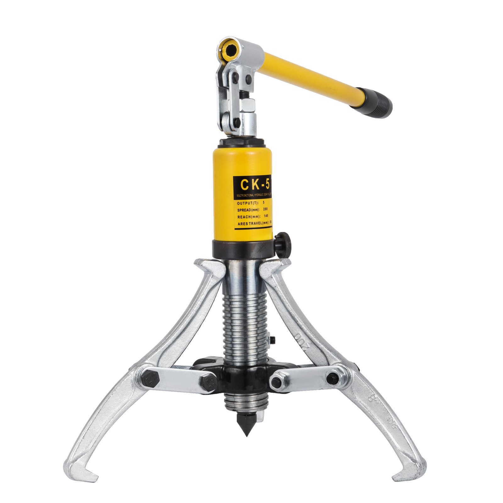 Extractor hidráulico VEVOR 5T, extractor de engranajes hidráulicos, juego de extractor de 3 mordazas, extractor de cojinetes hidráulicos 3 en 1, kit de herramientas de cilindro de extracción de cojinetes de tres brazos