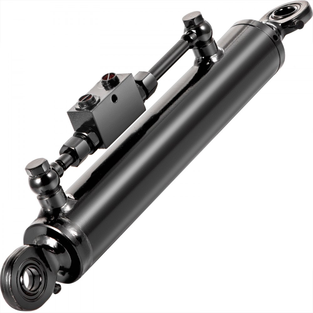 Cilindro hidráulico VEVOR de doble efecto Diámetro interior de 2", enlace superior Cilindro hidráulico de carrera de 10", retraído 20" extendido Enlace lateral hidráulico de 28" Cojinete de ojo giratorio con válvula de retención para tractores, categoría 1, 2