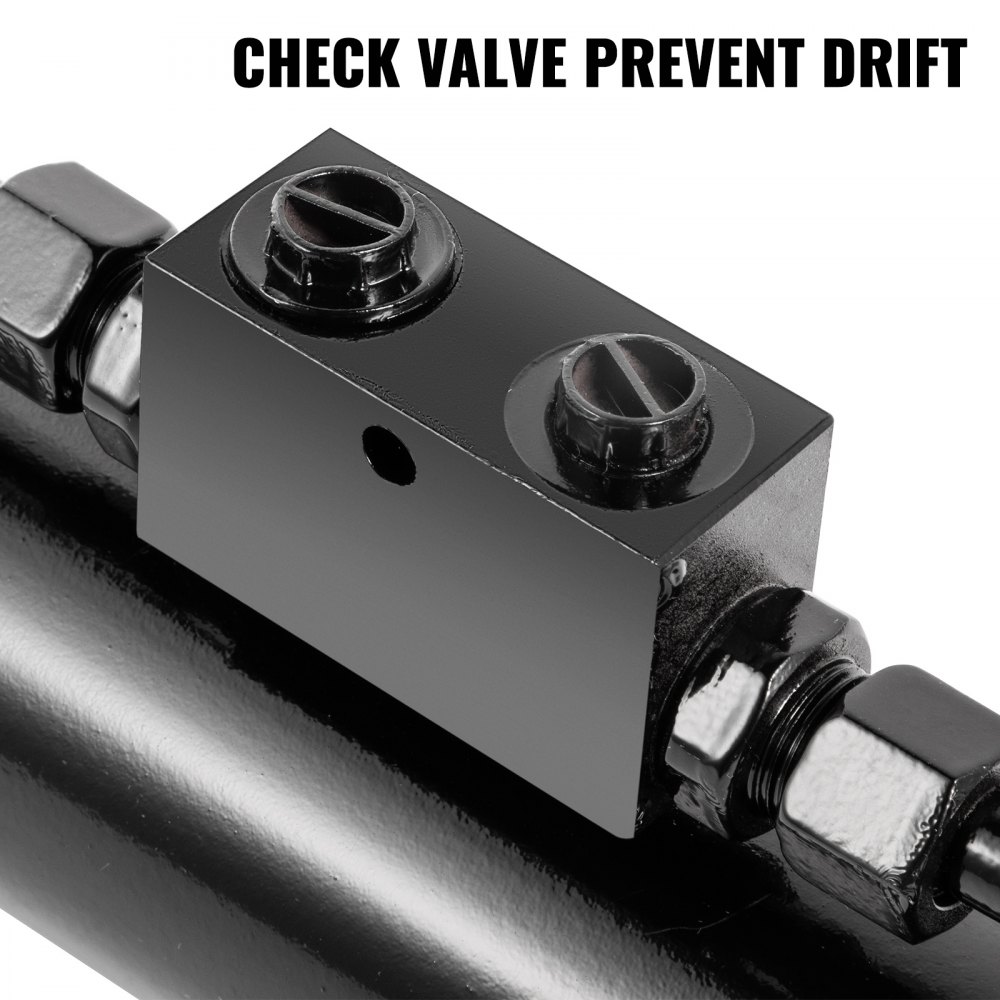 Cilindro hidráulico VEVOR de doble efecto Diámetro interior de 2", enlace superior Cilindro hidráulico de carrera de 10", retraído 20" extendido Enlace lateral hidráulico de 28" Cojinete de ojo giratorio con válvula de retención para tractores, categoría 1, 2
