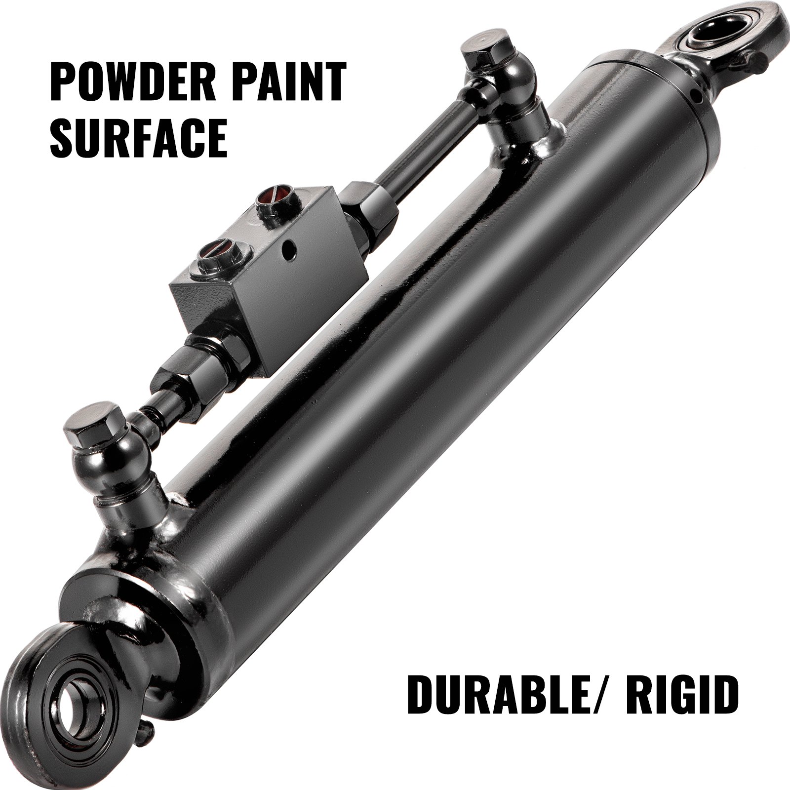Cilindro hidráulico VEVOR de doble efecto Diámetro interior de 2", enlace superior Cilindro hidráulico de carrera de 10", retraído 20" extendido Enlace lateral hidráulico de 28" Cojinete de ojo giratorio con válvula de retención para tractores, categoría 1, 2