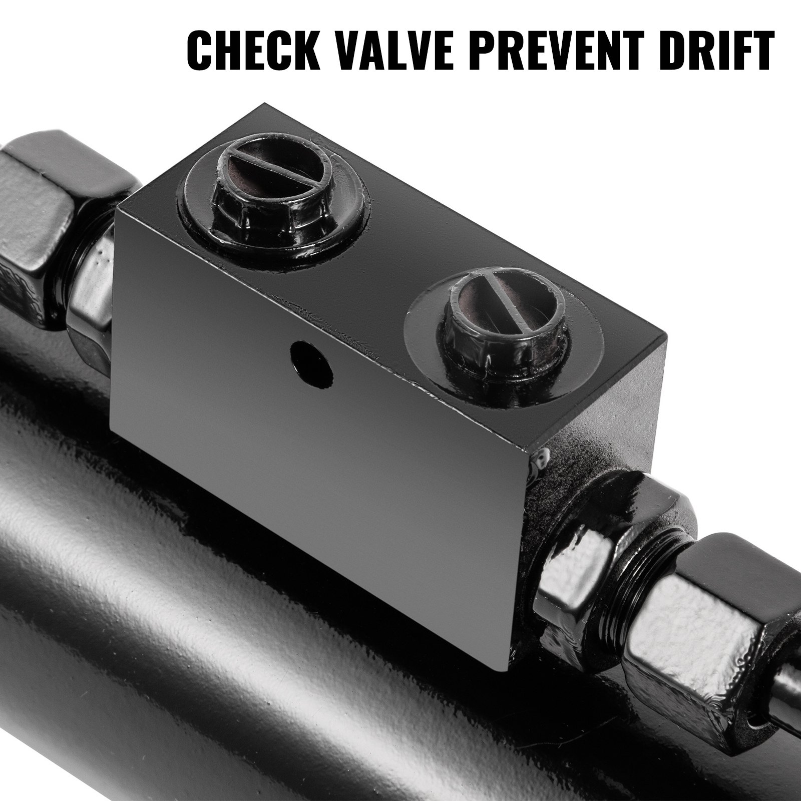 Cilindro hidráulico VEVOR de doble efecto Diámetro interior de 2", enlace superior Cilindro hidráulico de carrera de 10", retraído 20" extendido Enlace lateral hidráulico de 28" Cojinete de ojo giratorio con válvula de retención para tractores, categoría 1, 2