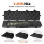Estuche rígido para rifle VEVOR con 3 capas de espuma totalmente protectora, estuche rígido para arma de 50 pulgadas con cerradura y ruedas, IP67 resistente al agua y al aplastamiento, para dos rifles o escopetas, pistola de Airsoft