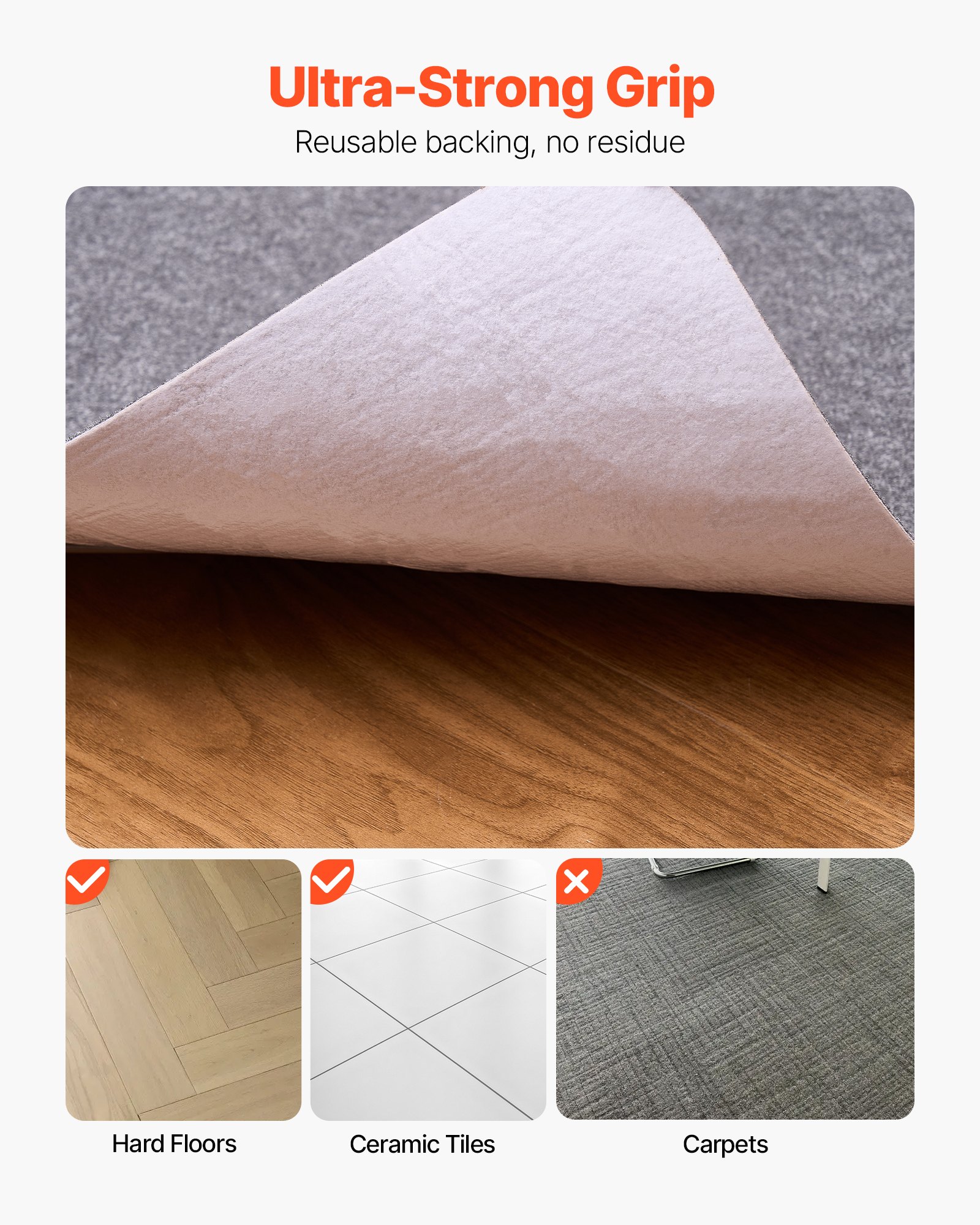 VEVOR - Alfombrilla para silla de oficina de 140 x 89 cm para suelos duros, protector de suelo para sillas con ruedas, superficie de poliéster, antideslizante y fácil de limpiar, se desliza suavemente debajo del escritorio para el hogar y la oficina (gris oscuro)