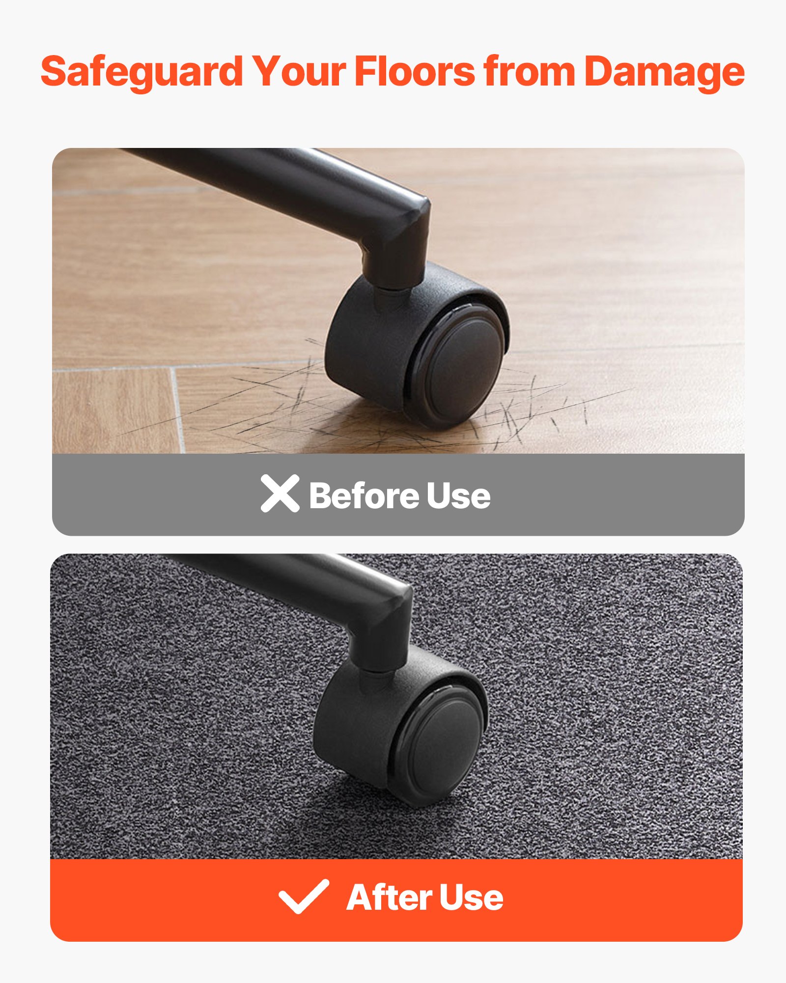 VEVOR - Alfombrilla para silla de oficina de 140 x 89 cm para suelos duros, protector de suelo para sillas con ruedas, superficie de poliéster, antideslizante y fácil de limpiar, se desliza suavemente debajo del escritorio para el hogar y la oficina (gris oscuro)