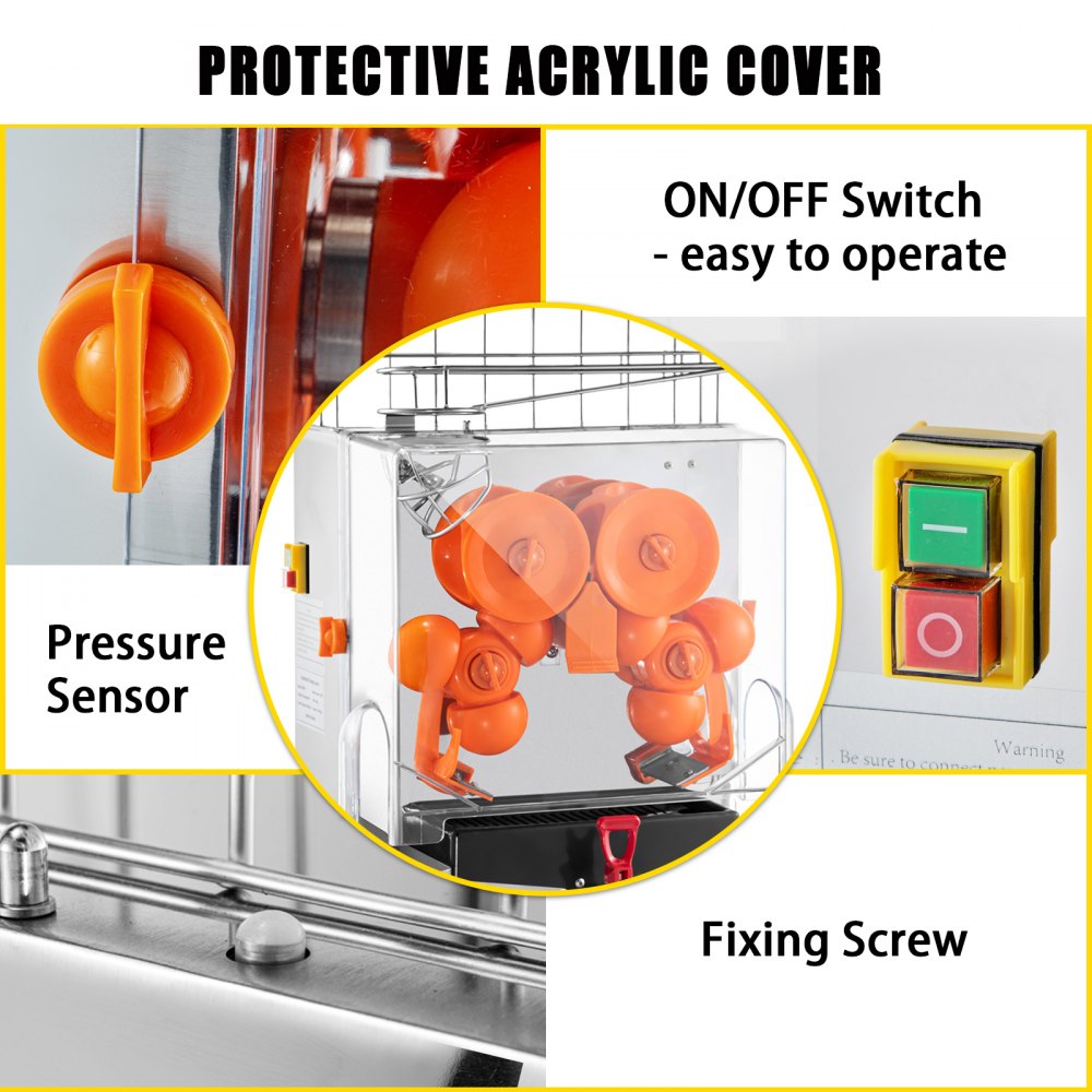 VEVOR Extractor de jugos exprimidor de naranjas Máquina exprimidora electrico comercial con grifo de agua de 110 V 120 W máquina de jugo de naranja