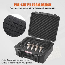 Estuches duros para pistola VEVOR con estuche para pistola bloqueable de espuma de PU precortado para 6 pistolas