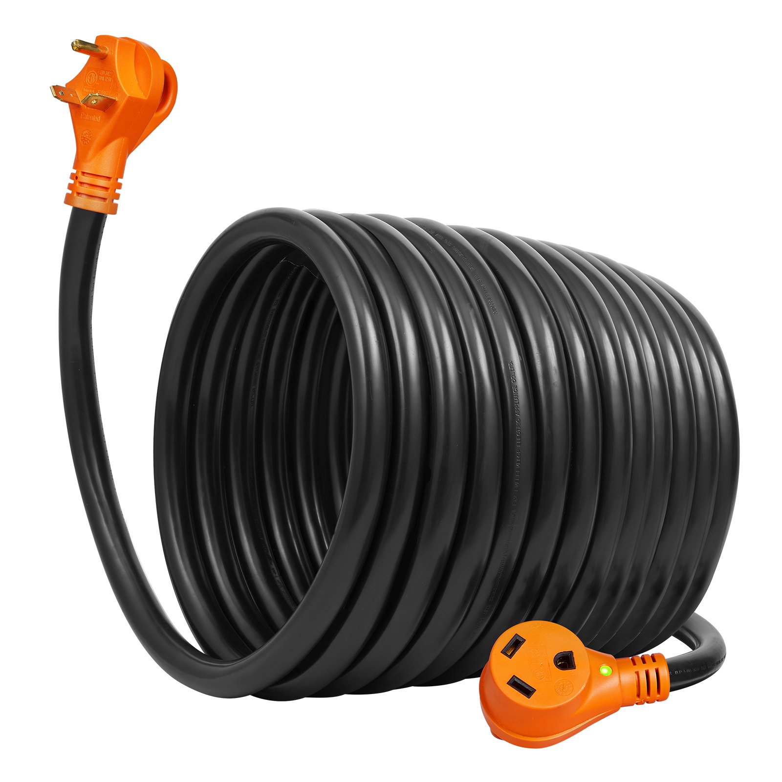 VEVOR 50ft RV Cable de extensión Cable de alimentación 30Amp NEMA TT-30R/NEMA TT-30P ETL listado